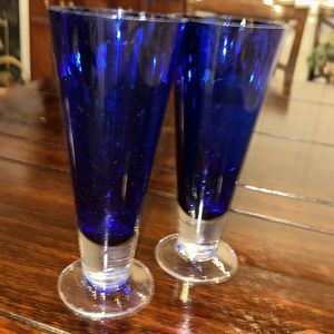 Pair of Cobalt Blue Pilsners